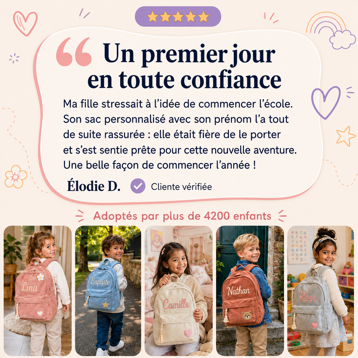 Sac à dos en velours personnalisé